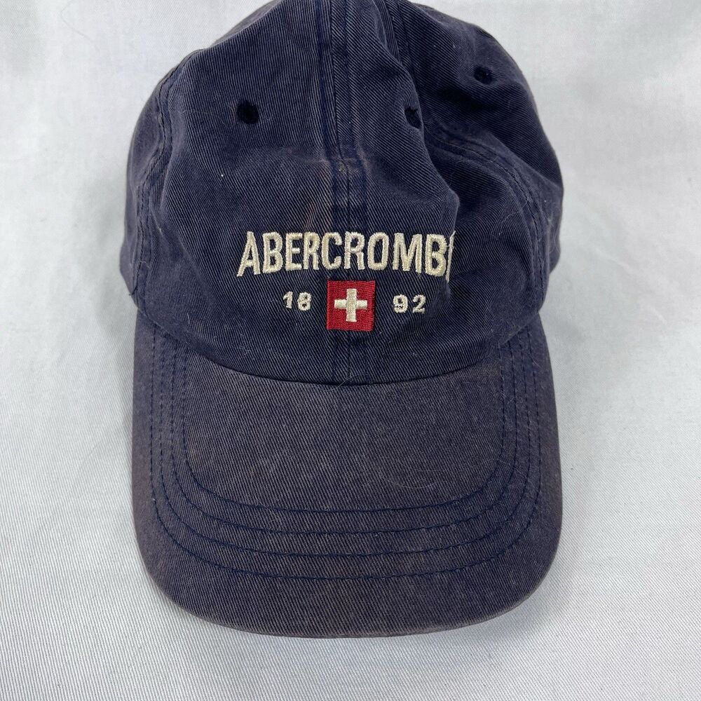 Vtg 90s Abercrombie & Fitch Hat Navy Baseball Cap Red Cross Y2K 1892